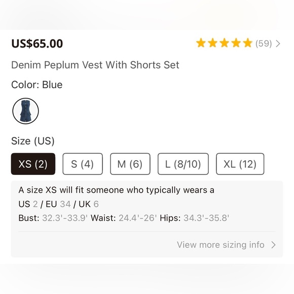 Denim Peplum matching set with Gold Buttons - Picture 5 of 6